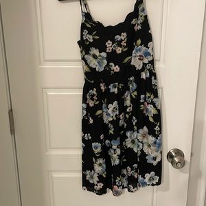 Adjustable straps, floral black sundress